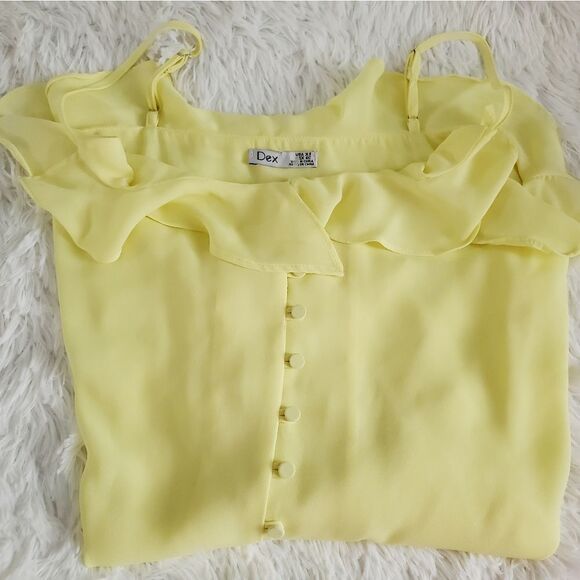 Dex Women's Spaghetti Strap Size XS Yellow Tank Top Blouse - Picture 5 of 7